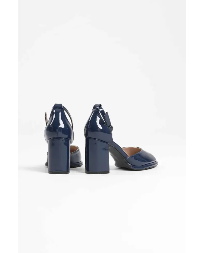 Lacivert Rugan Kadın Topuklu Ayakkabı TR18MS04C