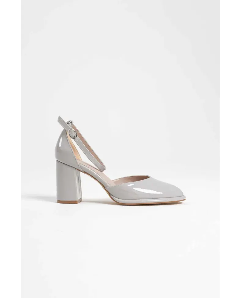 Gri Rugan Kadın Topuklu Ayakkabı TR18MS04D