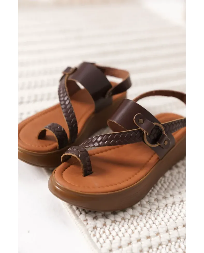 Acı Kahve Hakiki Deri Sandalet TR31MY64D