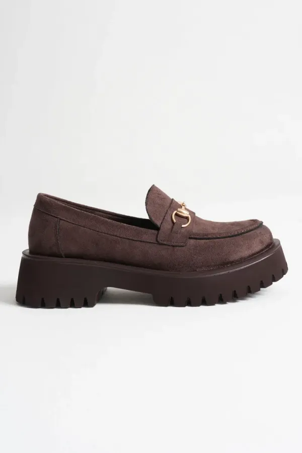 Toka Detaylı Acı Kahve Süet Günlük Loafer Ayakkabı TR10MS04E