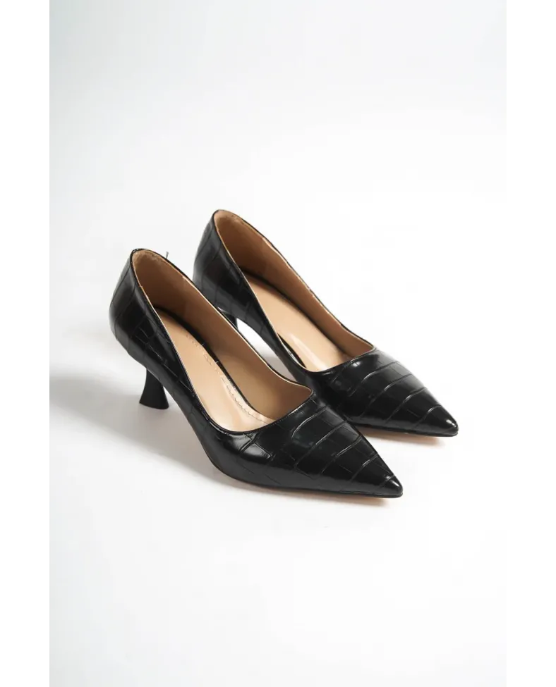 Kadın Kroko Siyah Topuklu Ayakkabı TR08MS03E