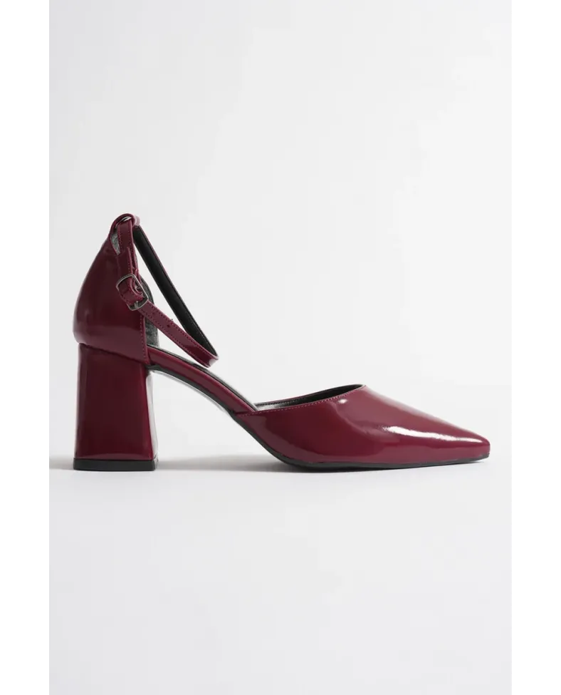 Bordo Rugan Kadın Topuklu Ayakkabı TR08MS11H