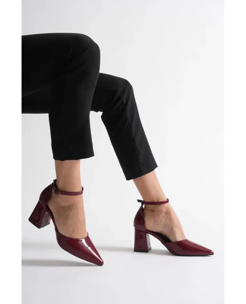 Bordo Rugan Kadın Topuklu Ayakkabı TR08MS11H
