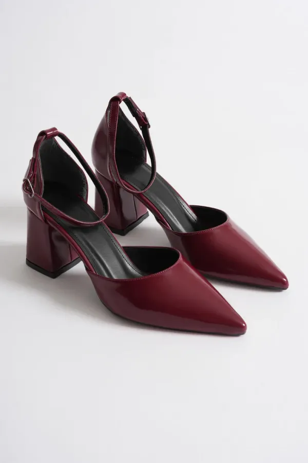 Bordo Rugan Kadın Topuklu Ayakkabı TR08MS11H