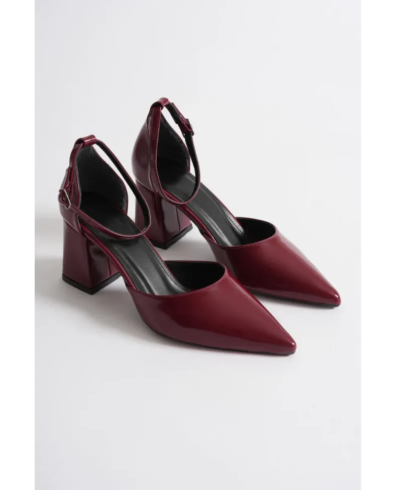 Bordo Rugan Kadın Topuklu Ayakkabı TR08MS11H