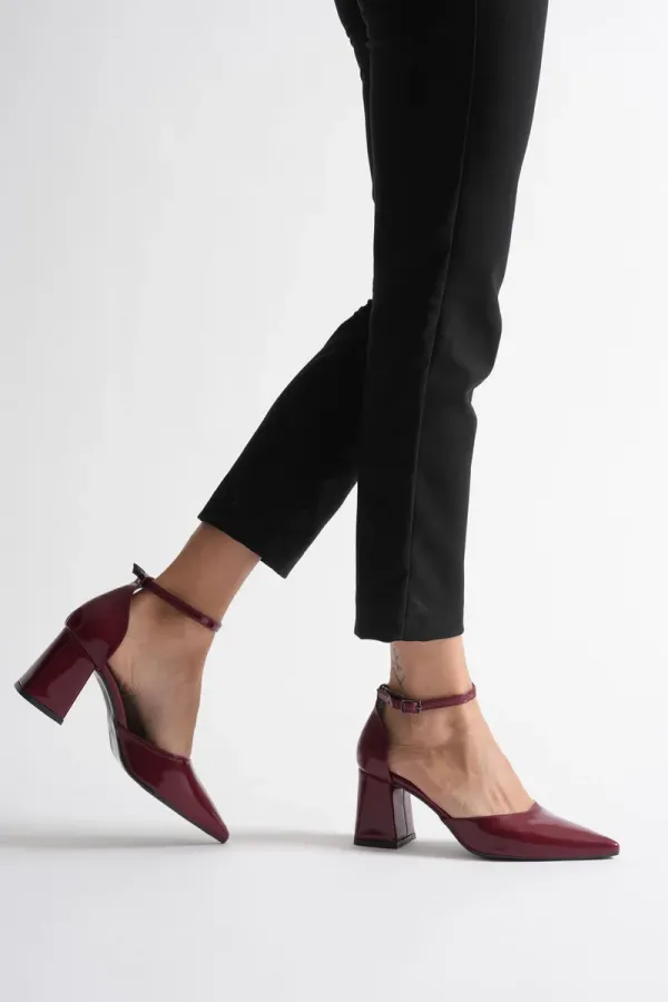 Bordo Rugan Kadın Topuklu Ayakkabı TR08MS11H