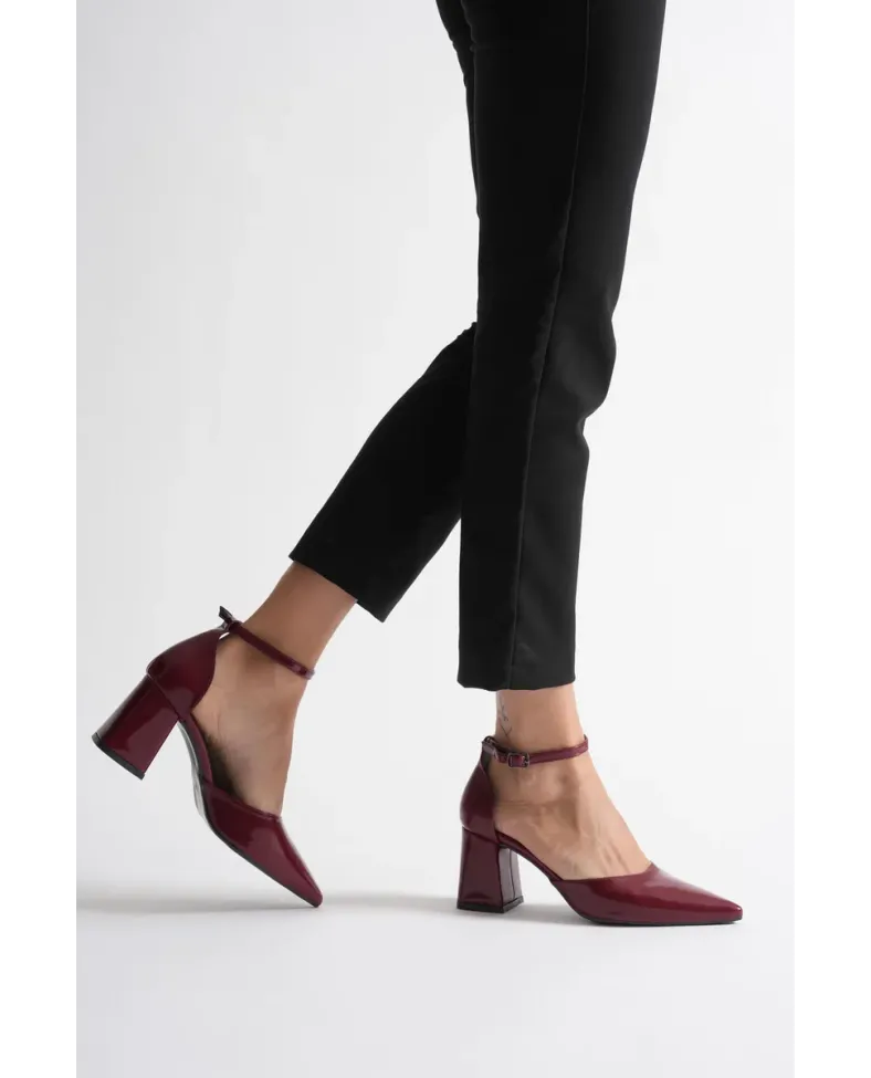 Bordo Rugan Kadın Topuklu Ayakkabı TR08MS11H