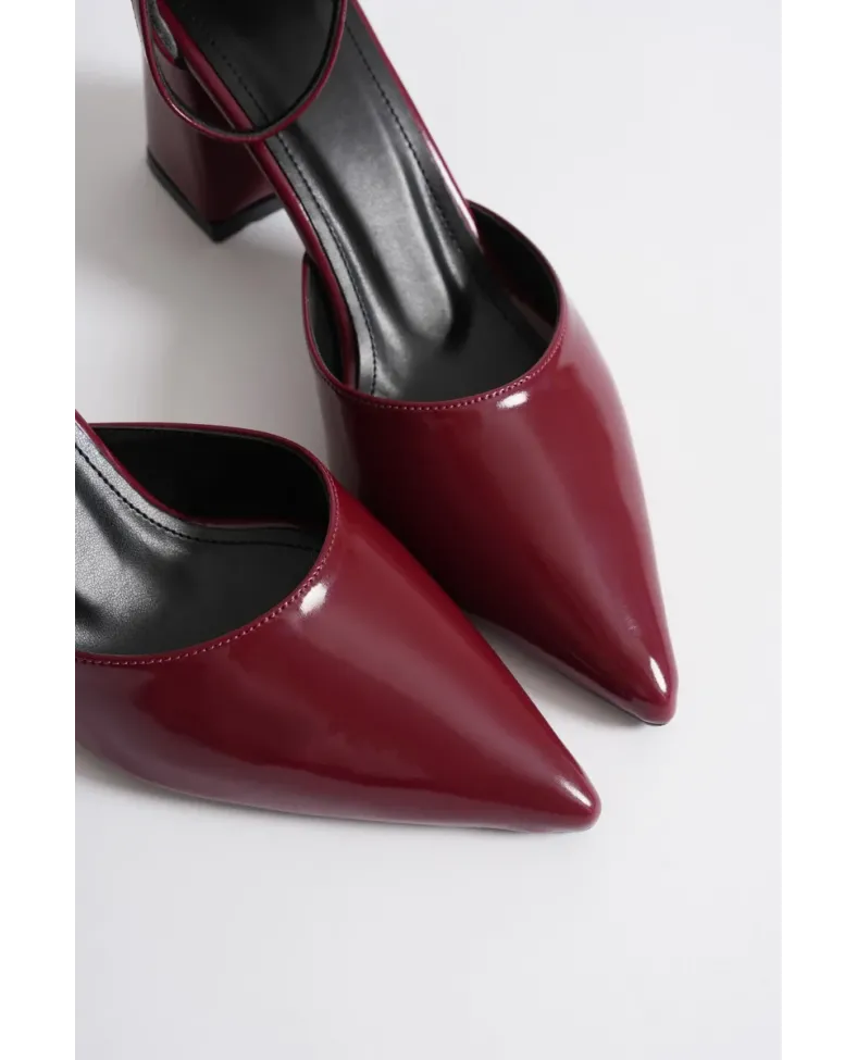 Bordo Rugan Kadın Topuklu Ayakkabı TR08MS11H