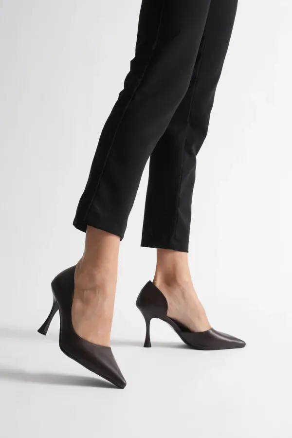 Kadın Acı Kahve Cilt Topuklu Ayakkabı TR08MS45Y