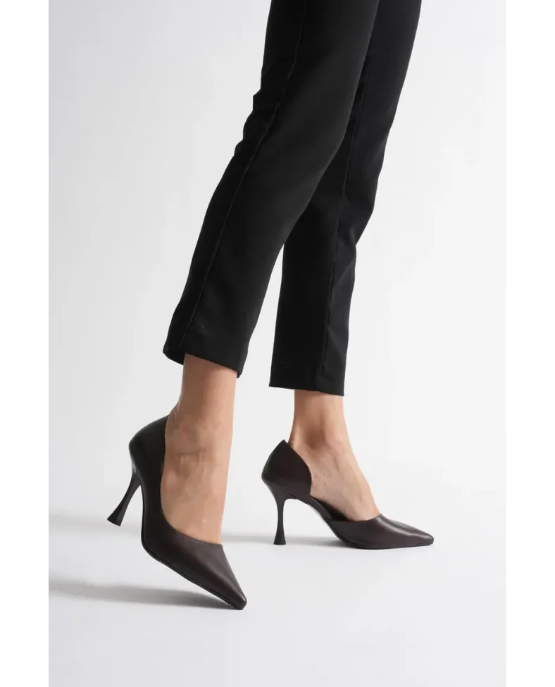 Kadın Acı Kahve Cilt Topuklu Ayakkabı TR08MS45Y