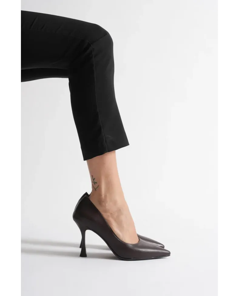 Kadın Acı Kahve Cilt Topuklu Ayakkabı TR08MS45Y