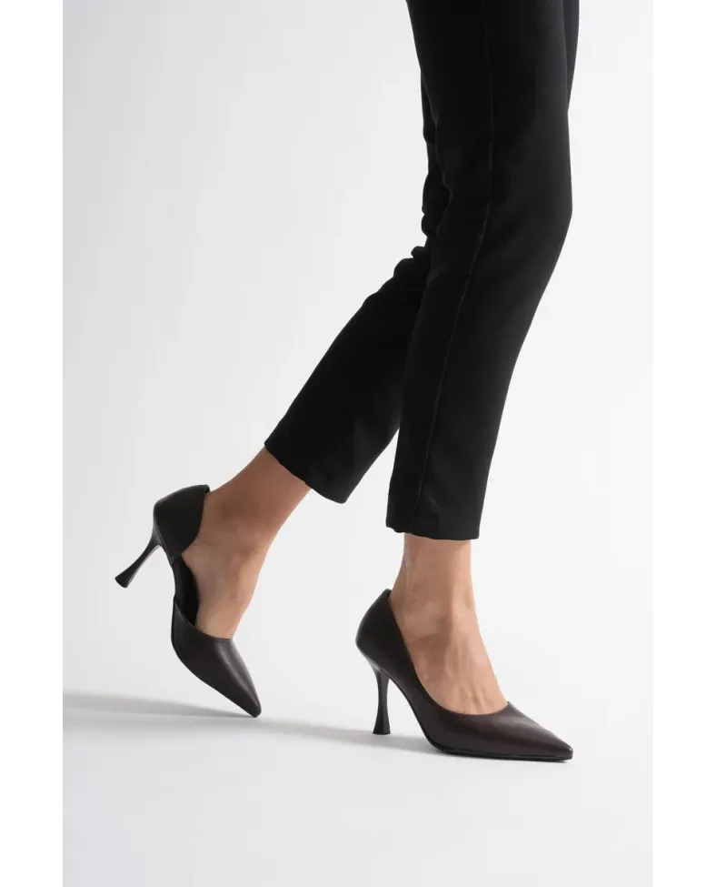 Kadın Acı Kahve Cilt Topuklu Ayakkabı TR08MS45Y