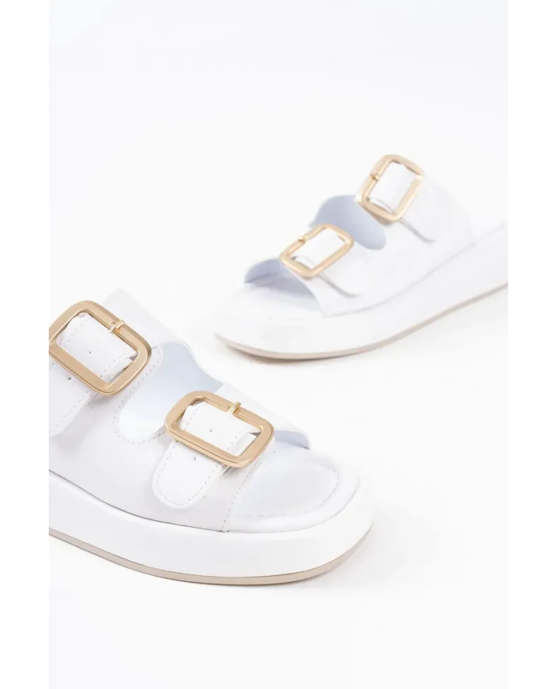 Beyaz Cilt Tokalı Terlik TR17MY01B