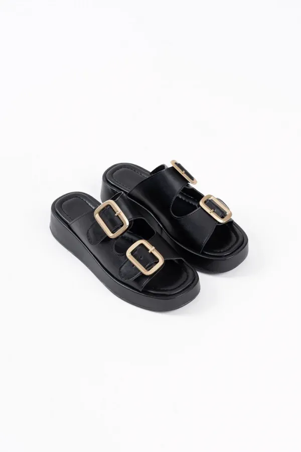 Siyah Cilt Tokalı Terlik TR17MY01A