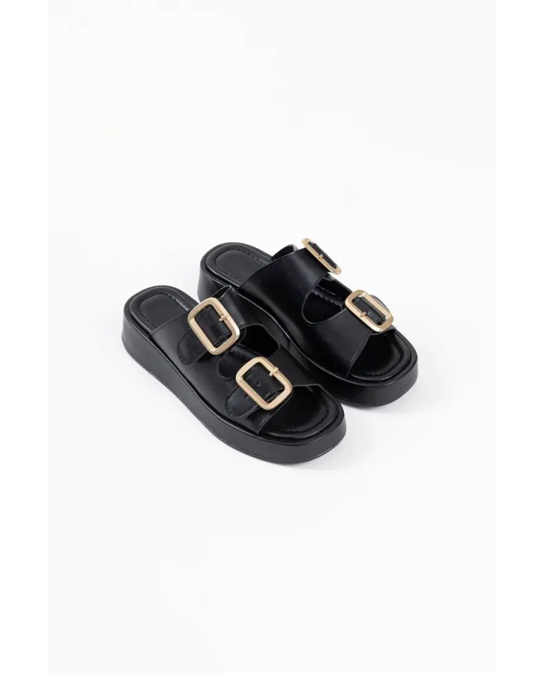 Siyah Cilt Tokalı Terlik TR17MY01A