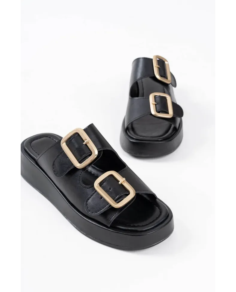 Siyah Cilt Tokalı Terlik TR17MY01A