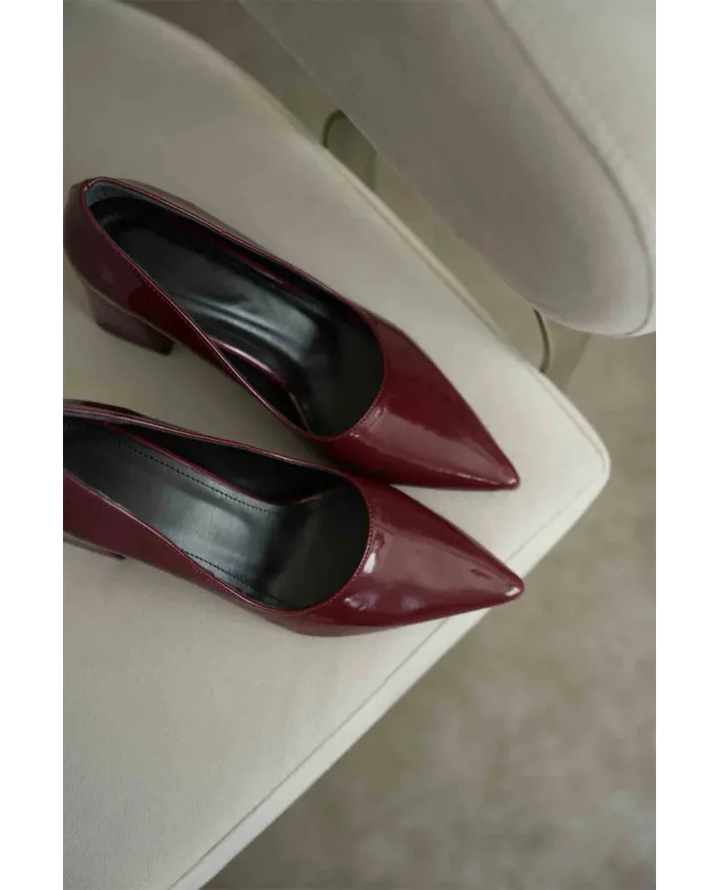 Bordo Rugan Kadın Topuklu Ayakkabı TR08MS16G