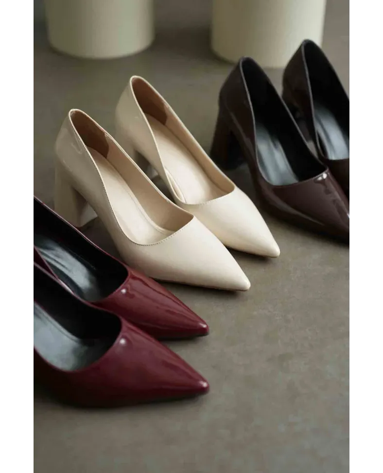 Bordo Rugan Kadın Topuklu Ayakkabı TR08MS16G