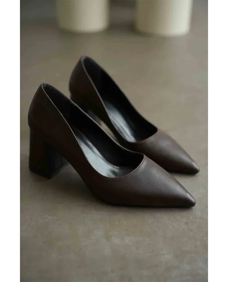 Acı Kahve Cilt Kadın Topuklu Ayakkabı TR08MS16C