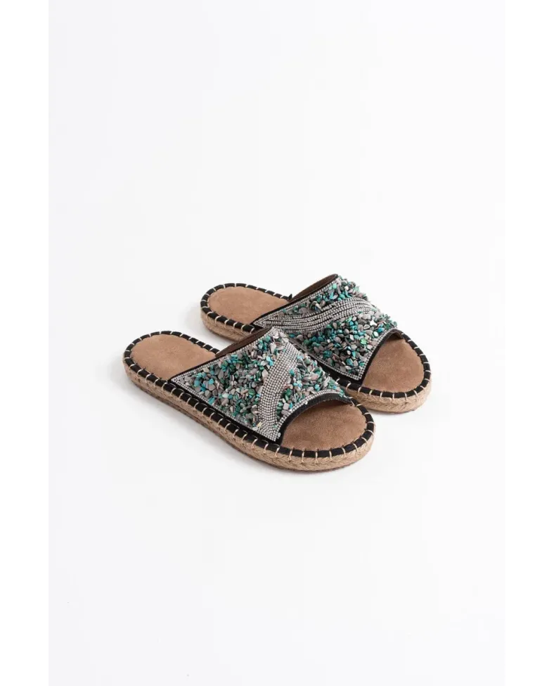 Kadın Siyah Taş İşlemeli Terlik TR35MY08A