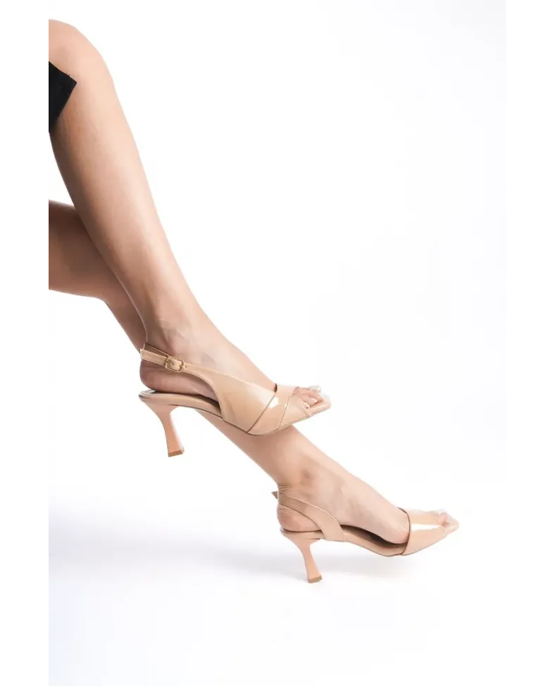 Kadın Nude Rugan Detaylı Topuklu Sandalet TR13MY01D