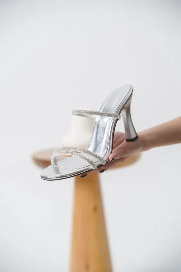 Topuklu Gümüş Kadın Terlik TR20MY24E