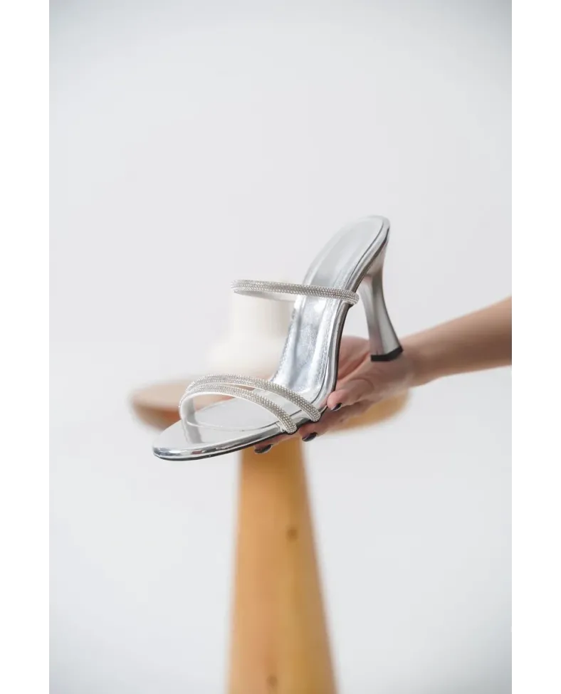 Topuklu Gümüş Kadın Terlik TR20MY24E