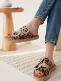 Süet Leopar Taşlı Kadın Terlik TR35MY05E