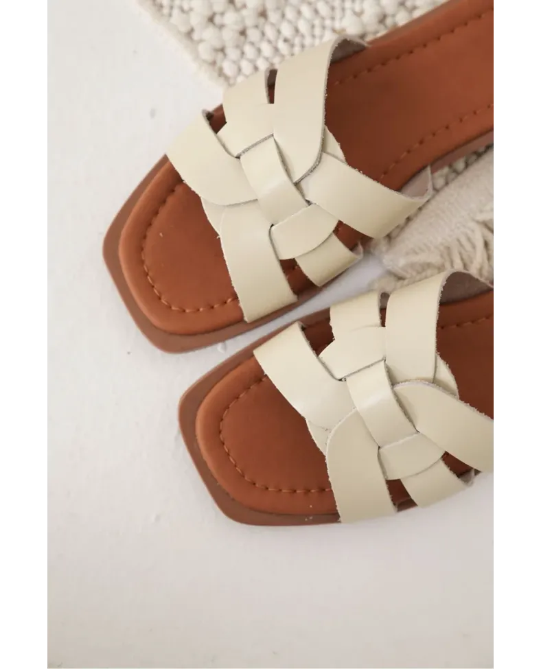 Bej Hakiki Deri Terlik TR31MY66C