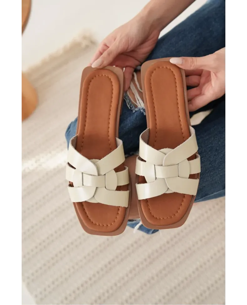 Bej Hakiki Deri Terlik TR31MY66C