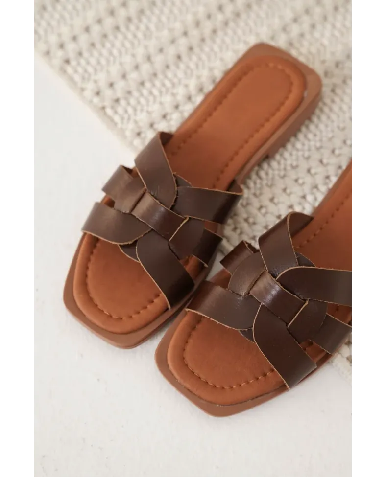 Acı Kahve Hakiki Deri Terlik TR31MY66E