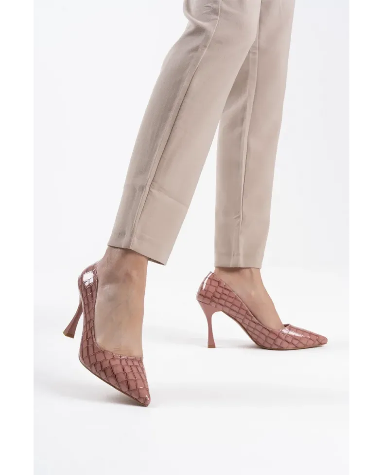 Kadın Somon Kroko Rugan Stiletto TR08MS10B