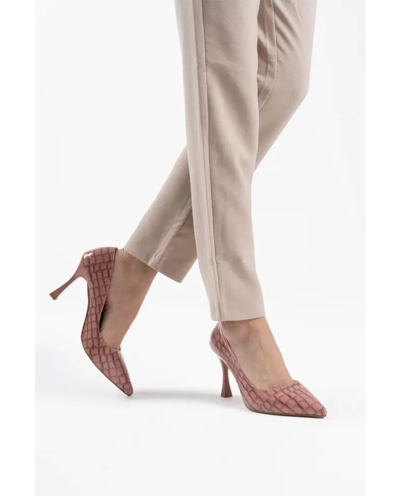 Kadın Somon Kroko Rugan Stiletto TR08MS10B