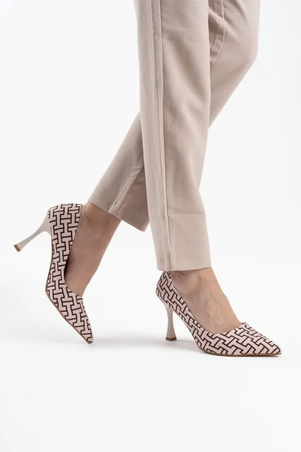 Kadın Bej Desenli Stiletto TR08MS12B