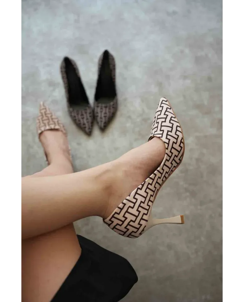 Kadın Bej Desenli Stiletto TR08MS12B