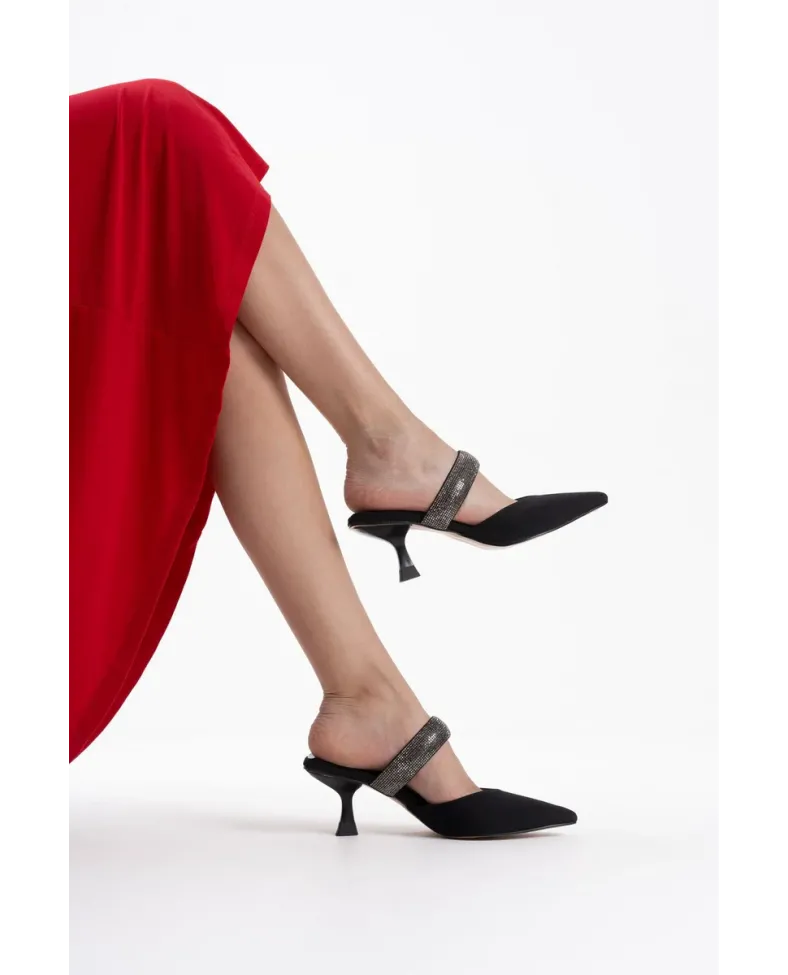 Topuklu Siyah Kadın Terlik TR08MS13A