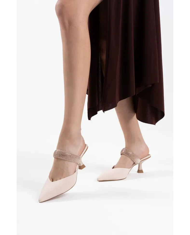 Topuklu Bej Kadın Terlik TR08MS13B