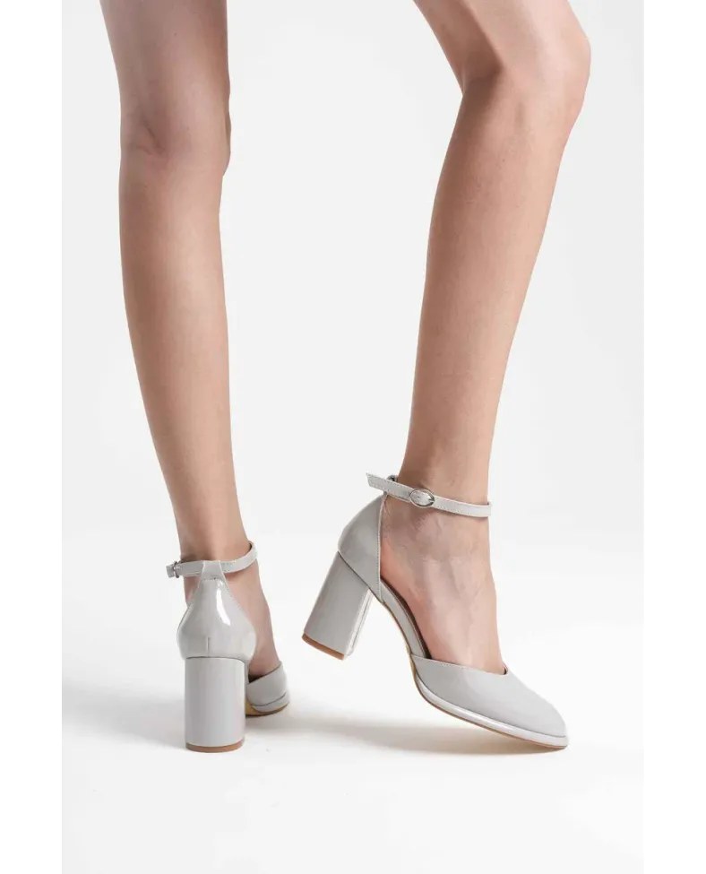 Gri Rugan Kadın Topuklu Ayakkabı TR18MS04D