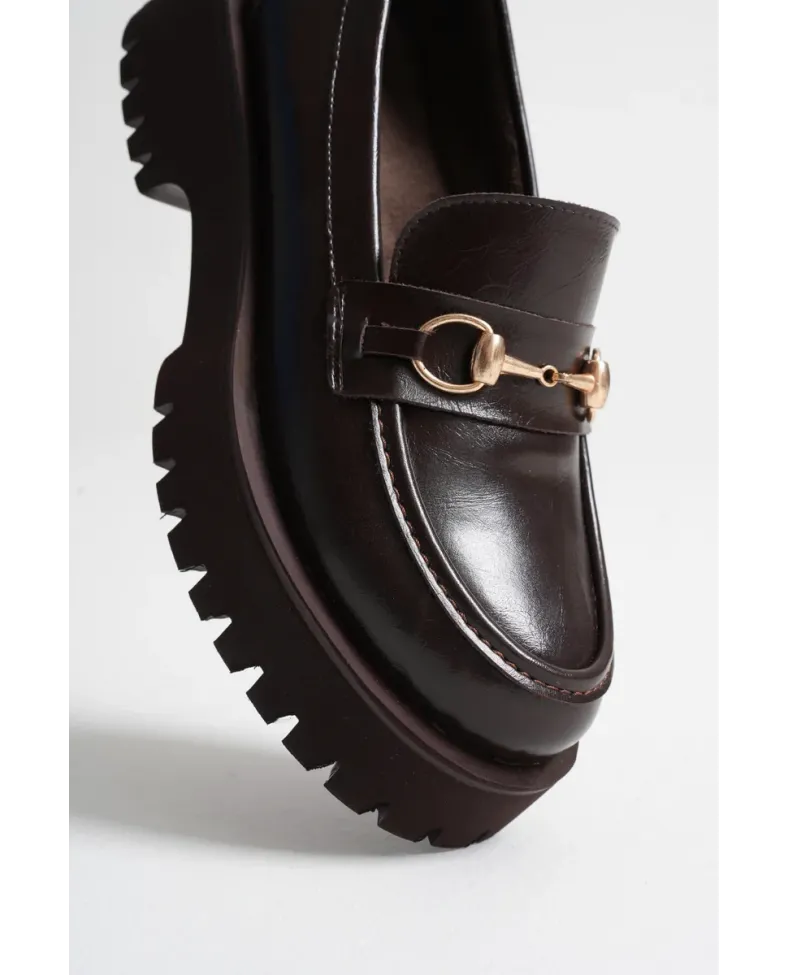 Toka Detaylı Acı Kahve Günlük Loafer Ayakkabı TR10MS04B