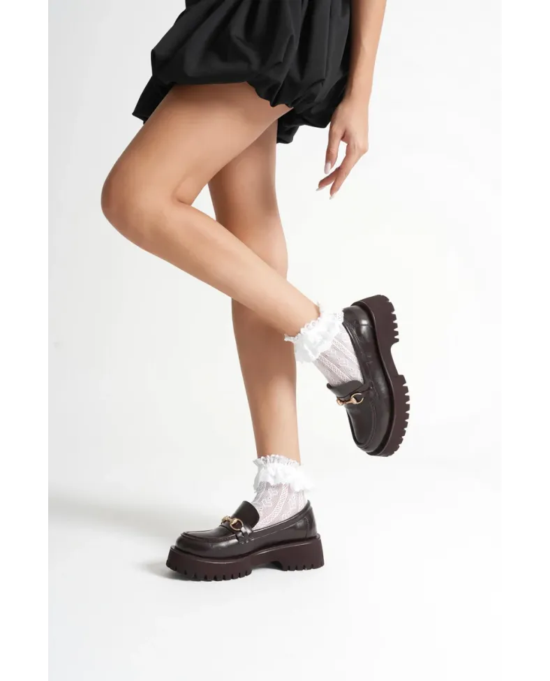 Toka Detaylı Acı Kahve Günlük Loafer Ayakkabı TR10MS04B