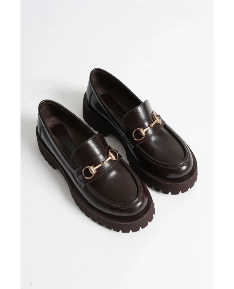 Toka Detaylı Acı Kahve Günlük Loafer Ayakkabı TR10MS04B