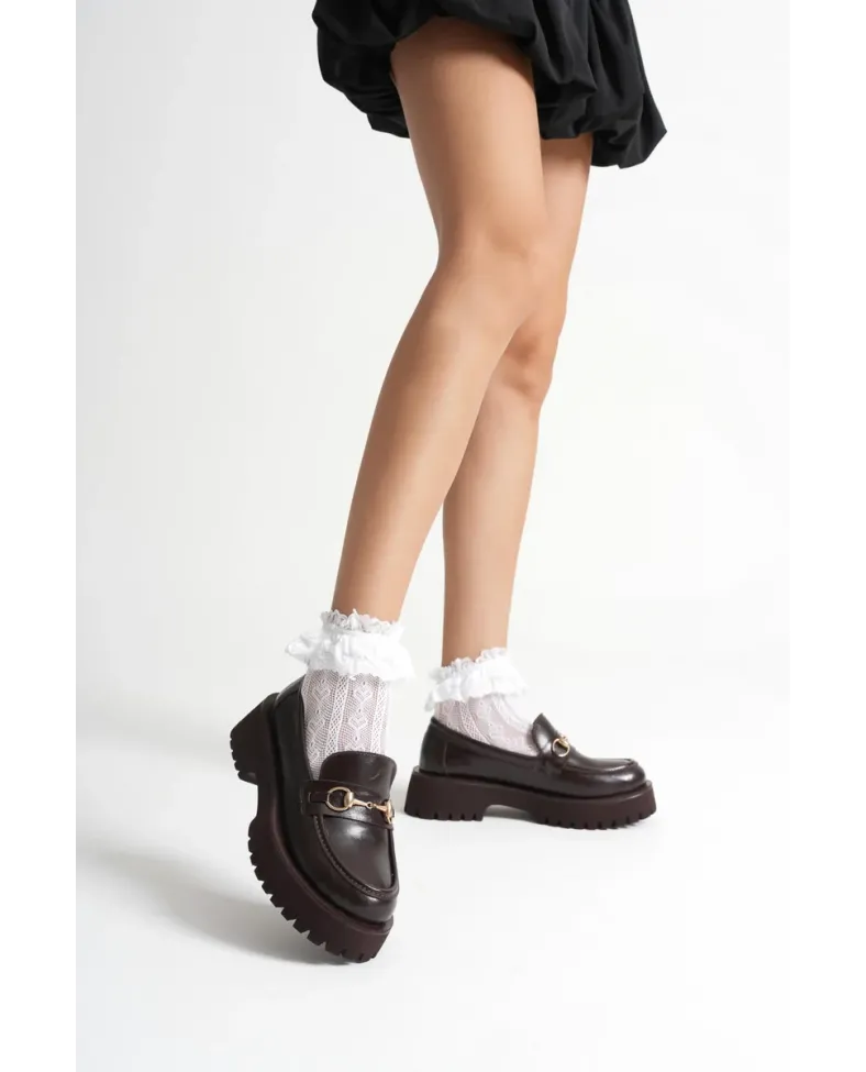 Toka Detaylı Acı Kahve Günlük Loafer Ayakkabı TR10MS04B