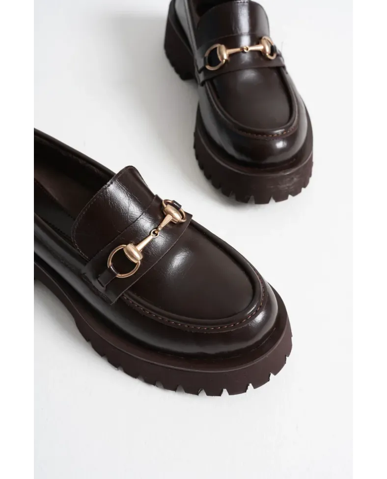 Toka Detaylı Acı Kahve Günlük Loafer Ayakkabı TR10MS04B