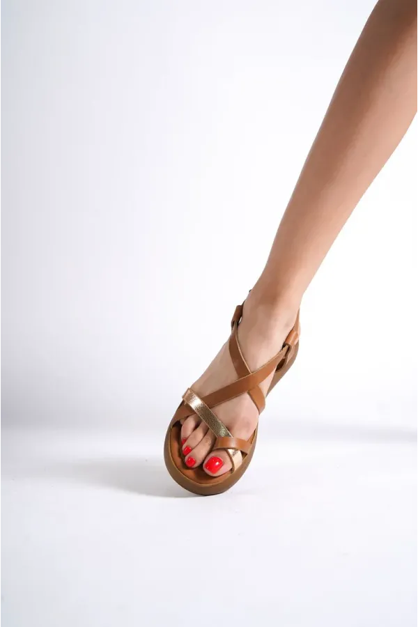 Taba Altın Detaylı Hakiki Deri Sandalet TR31MY59D