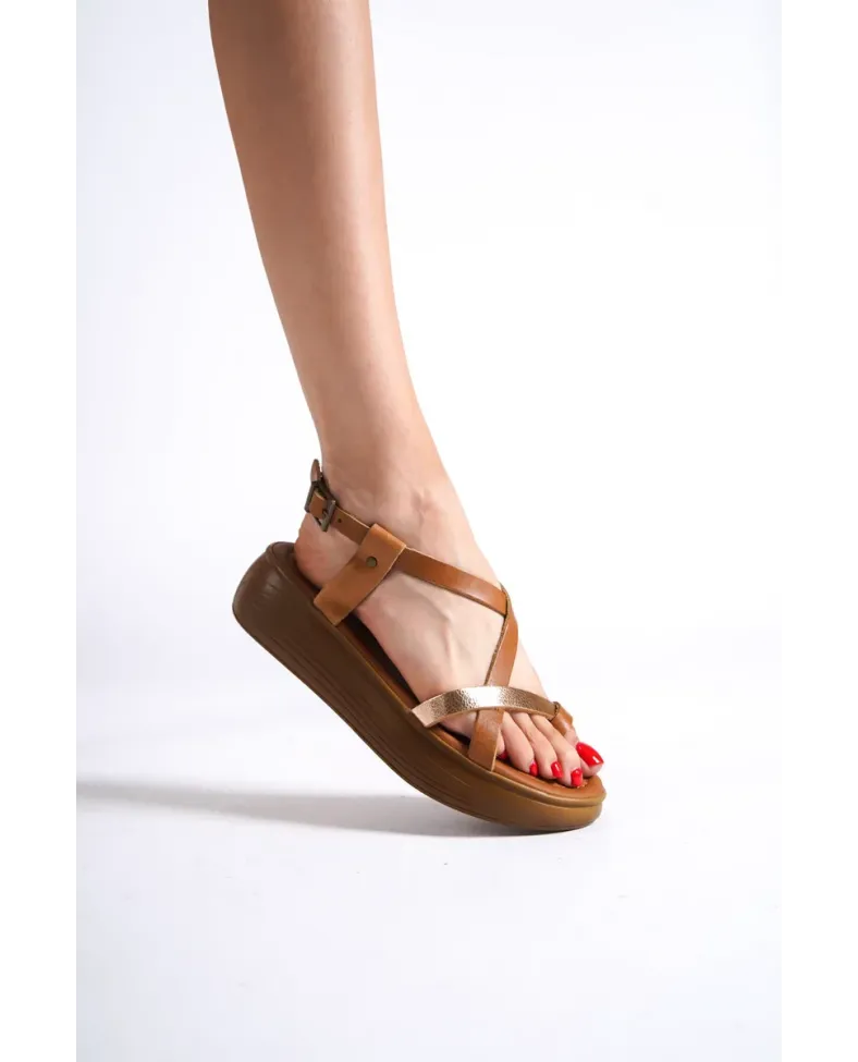 Taba Altın Detaylı Hakiki Deri Sandalet TR31MY59D
