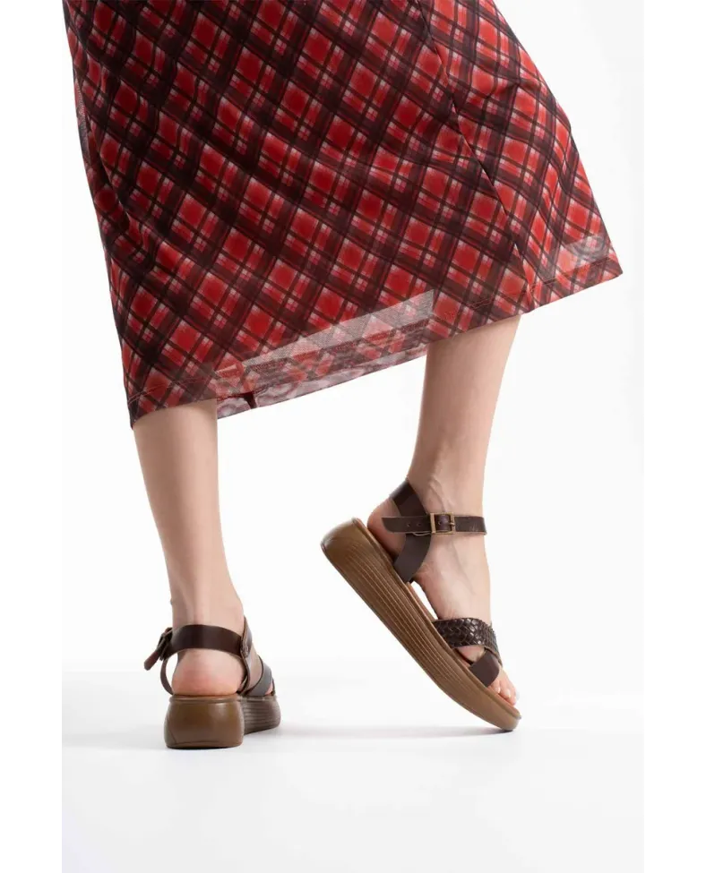 Acı Kahve Hakiki Deri Sandalet TR31MY58K