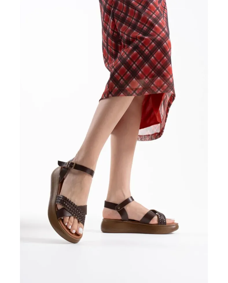 Acı Kahve Hakiki Deri Sandalet TR31MY58K