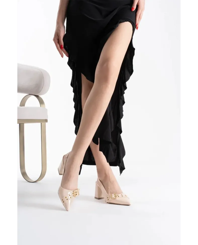 Bej Rugan Kadın Topuklu Ayakkabı TR08MS07B