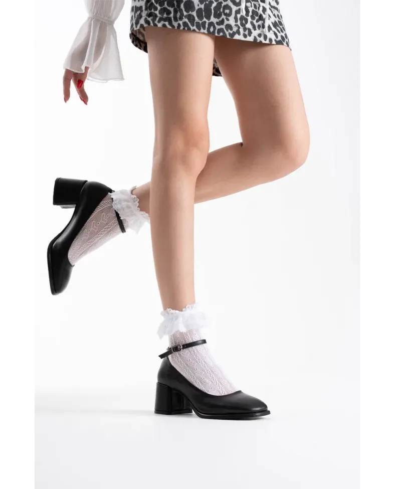 Siyah Cilt Kadın Topuklu Ayakkabı TR02MS01A