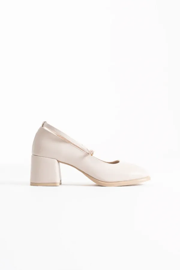 Bej Cilt Kadın Topuklu Ayakkabı TR02MS01B